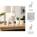 11" Sagebrook Home Ceramic Elephant Sculpture, Raised-Trunk Tabletop Figurine