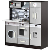 Qaba Wooden Play Kitchen with Lights, Sounds, Pretend Appliances & Cooking Accessories