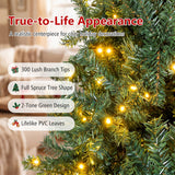 Costway Pre-Lit Hinged Artificial Christmas Tree, 4–9 ft, Warm White & Multicolor LEDs, 11 Lighting Modes