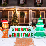 Joyfy 10 ft Christmas Inflatable with LEDs, Gingerbread Man & Christmas Tree Merry Christmas Yard Display