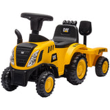 Cat Caterpillar Licensed Ride-On Excavator with Shovel & Trailer, Foot-Powered