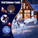 Costway Lighted Christmas Reindeer Family Set, 3 Pieces, 255 Cold White LEDs, Buck, Doe & Fawn