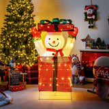 Costway Lighted Snowman in Gift Box, 44.4" Christmas Decoration, 100 Warm LEDs