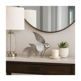 Silver Metal Fish Sculpture with Pearl-Like Accent, 9" Coastal Tabletop Décor