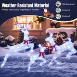 Costway Lighted Christmas Reindeer Family Set, 3 Pieces, 255 Cold White LEDs, Buck, Doe & Fawn