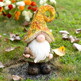 Northlight 16.5" Fall Harvest Gnome Garden Statue, Maple Leaf Mushroom Hat Décor
