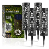 Bell + Howell Solar Bollard Pathway Lights, 4-Pack, 3500K LED