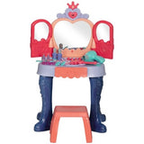 Qaba Kids Vanity Set with Light-Up Mirror, Music, Stool & Pretend Beauty Accessories