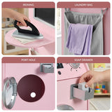 Best Choice Products Kids Wooden Stacked Washer & Dryer Playset with Toy Iron, Laundry Bag & Storage