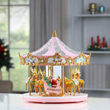 Mr. Christmas 12" Animated Pink Crystal Carousel with Reindeer, LED Lights & 25 Christmas Carols