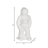 White Ceramic Astronaut Statue, 12" Glossy Stoneware Figurine, Space-Themed Tabletop Décor