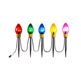 Novelty Lights Jumbo C7 LED Pathway Lights, 6ft, 5 Multicolor Lights with Ground Stakes