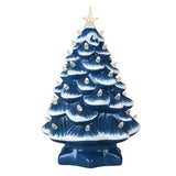 Mr. Christmas 14" Nostalgic Ceramic Christmas Tree, Glossy Blue with LED Lights & Timer