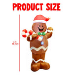 Joyfy 5 ft Gingerbread Man Christmas Inflatable with Candy Canes, Warm White LEDs