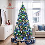 Costway Pre-Lit Hinged Artificial Christmas Tree, 4–9 ft, Warm White & Multicolor LEDs, 11 Lighting Modes