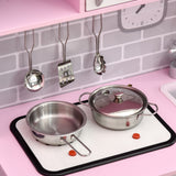 Qaba Pink Pretend Play Kitchen with Stove Lights, Sounds, Storage & Cooking Accessories