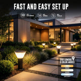 Bell + Howell 12" Solar LED Bollard Pathway Light, 350 Lumens, 3 Color Modes with Ground Stakes