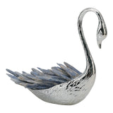 Decorative Swan Sculpture with Blue Kyanite Stone, Silver Metal Tabletop Figurine