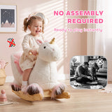 Qaba Unicorn Plush Rocking Horse with Sounds, Seat Belt & Rocking Limiter