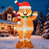 Joyfy 5 ft Gingerbread Man Christmas Inflatable with Candy Canes, Warm White LEDs