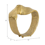 Gold Twisted Ring Sculpture, 6.75" Hammered Metal Tabletop Accent