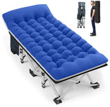75" x 28" Folding Camping Cot with 2 Sided Comfort Mattress, Double Layer Oxford Fabric Folding Bed