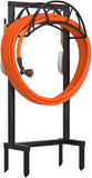 Heavy Duty Freestanding Garden Hose Holder – Metal Hose Stand with 4 Ground Spikes & 2 Tool Hooks, Holds Up to 150 ft. Hose