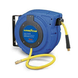 Goodyear Retractable Air Hose Reel 3/8" x 50 ft – 300 PSI Wall & Ceiling Mount Air Compressor Hose Reel with Swivel Bracket