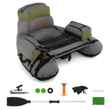 Goplus Inflatable Fishing Float Tube with Rod Holder, Paddle & Flippers, 350 lb Capacity, Portable Fishing Boat