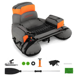 Goplus Inflatable Fishing Float Tube with Rod Holder, Paddle & Flippers, 350 lb Capacity, Portable Fishing Boat