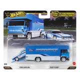 2-Piece Hot Wheels Team Transport Set – 1:64 Race Car & Matching Hauler, Styles May Vary