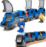6-Piece Battery-Powered Magnetic Locomotive Train Set – Forward, Reverse & Sound, Compatible with Wooden Tracks