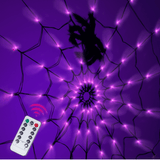 Halloween Spider Web LED Lights 4 Ft, 70 LED Purple Lights with Remote