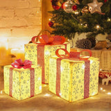 Christmas Lighted Gift Boxes, Set of 3 Battery-Operated Holiday Decorations with 50 LEDs
