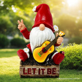 11.4" Solar Hippy Gnome Garden Statue with Guitar, Hand-Painted Resin Outdoor Figurine