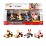 4-Pack Hot Wheels Mario Kart 1:64 Die-Cast Vehicles – 1 Exclusive Kart, Styles May Vary