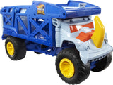 12-Monster-Truck / 32-Car Capacity Hot Wheels Monster Mover Rhino Hauler – 2-Level Storage & Launcher
