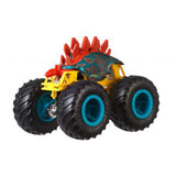 Hot Wheels Monster Trucks Motosaurus – 1:64 Stegosaurus Vehicle with Connect and Crash Car