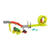 Hot Wheels Monster Trucks Power Smashers Charge & Chase Track Set – 1:24 Skelesaurus, 1:64 Bone Shaker & 2 Crushed Cars