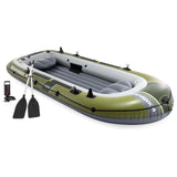 Intex Seahawk 4 Inflatable Boat Set with 54-Inch Oars, High-Output Pump & Fishing Rod Holders