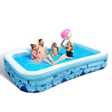 Inflatable Family Swimming Pool, 118" x 72" x 20" BPA-Free Rectangular Backyard Pool