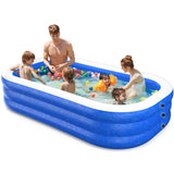 Inflatable Family Swimming Pool, 120" x 72" x 22" Oversized Backyard Pool