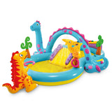 Intex Dinoland Play Center Inflatable Kiddie Pool with Water Slide, Sprayer & Games, 11 ft x 7.5 ft x 44 in