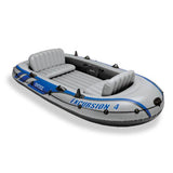 Intex Excursion 4 Inflatable Fishing & Rafting Boat Set with Oars, Pump & Rod Holders, 4-Person Boat