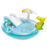 Intex Gator Inflatable Play Center Kiddie Pool with Water Slide, Sprayer & Fishing Game