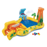 Intex Dinosaur Play Center Inflatable Water Park Pool with Volcano Slide, Sprayer, Waterfall & 6 Fun Balls