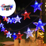 21-Foot Solar Patriotic Star String Lights, 30 LED Star Lights Décor
