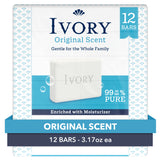 Ivory Gentle Bar Soap Original Scent 12 Pack, 99.44% Pure Paraben Free Cleanser