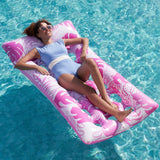 Joyfy Inflatable Pool Float Lounger with Headrest, Foot Rest & Cup Holders, Floating Pool Raft