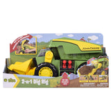 John Deere 18-Inch 2-in-1 Dig Rig Toy Dump Truck, Motorized Lights & Sounds